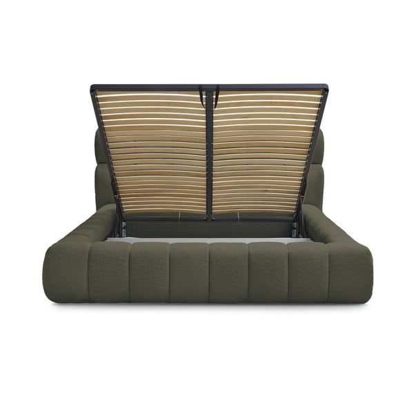 Зелено двойно тапицирано легло с място за съхранение с включена подматрачна рамка 160x200 cm Mont Blanc – Bobochic Paris-image-3