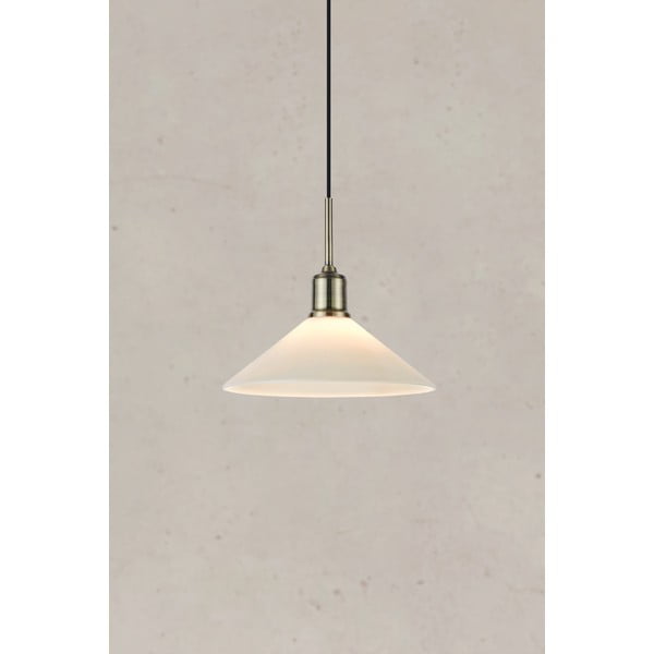 Висящо осветително тяло със стъклен абажур в бял и месингов цвят ø 25 cm Vela – Markslöjd-image-4