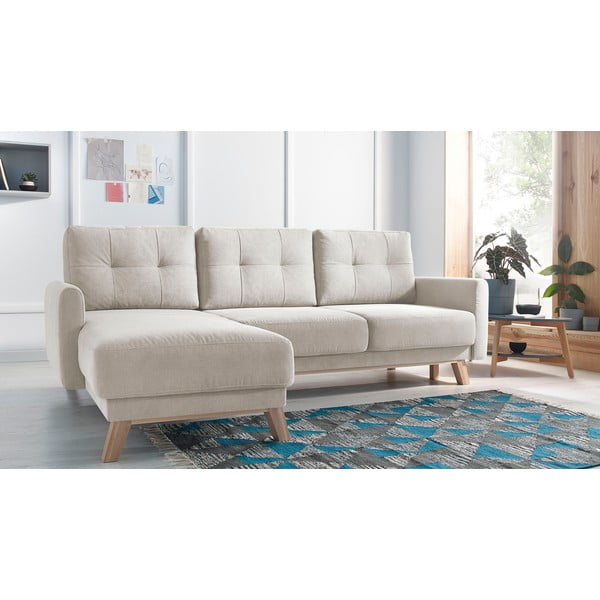 Бежов разтегателен диван Balio Enjoy, ляв ъгъл - Bobochic Paris-image-1