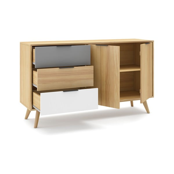 Нисък скрин с дъбов декор в естествен цвят 140x81 cm Elfa - Marckeric-image-4