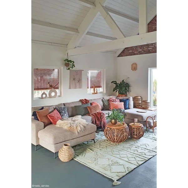 Светлозелен ръчно изработен памучен килим подходящ за пране 170x240 cm Tribu Olive – Lorena Canals-image-4