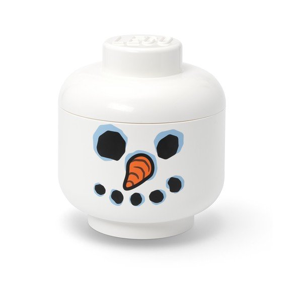 Бяла пластмасова детска кутия за съхранение ø 24x27 cm Head Snowman L – LEGO®