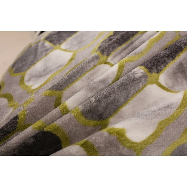 Зелено-сиво единично спално бельо от микроплюш 140x200 cm - My House-image-4