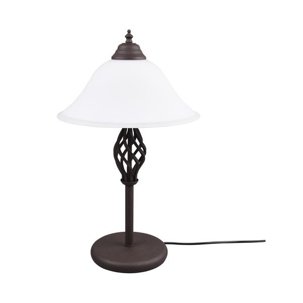 Тъмнокафява настолна лампа със стъклен абажур (височина 50 cm) Rustica – Trio