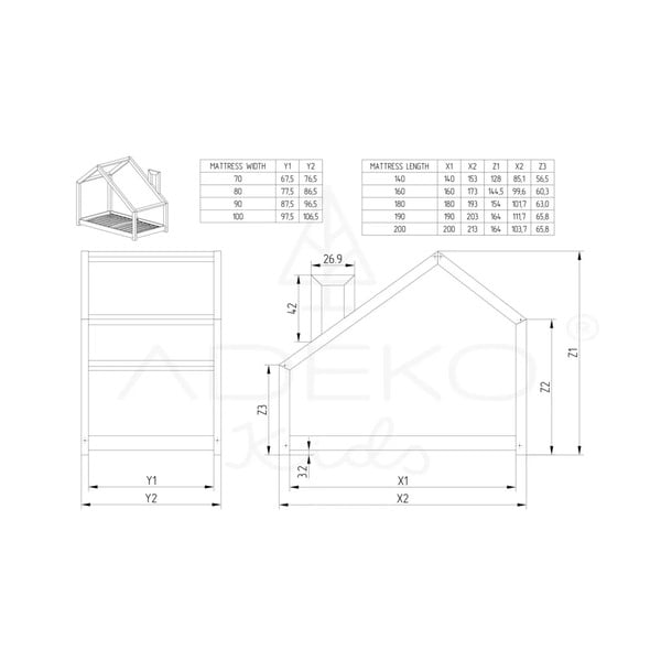 Легло тип къща от борова дървесина, 120 x 200 cm Mila DMS - Adeko-image-3