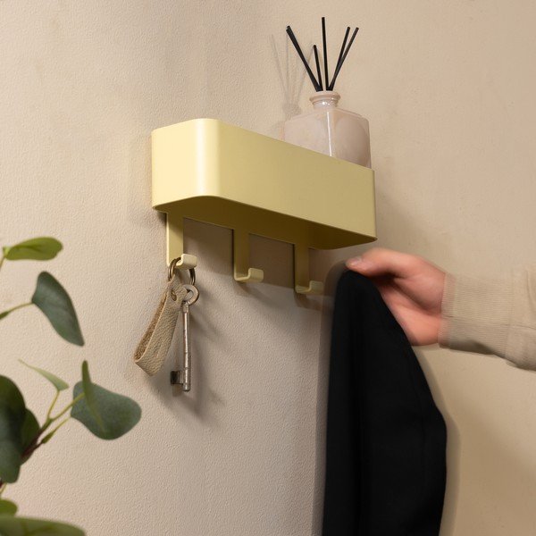 Светложълта стоманена стенна закачалка с рафт 27 cm Dax Play – Spinder Design-image-3