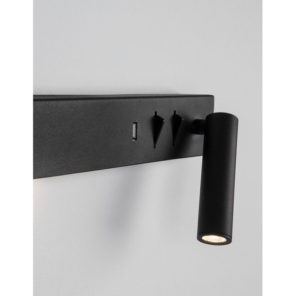 Матово черно метална LED стенна лампа с огъваща се структура/с USB порт Vida – Nova Luce-image-1