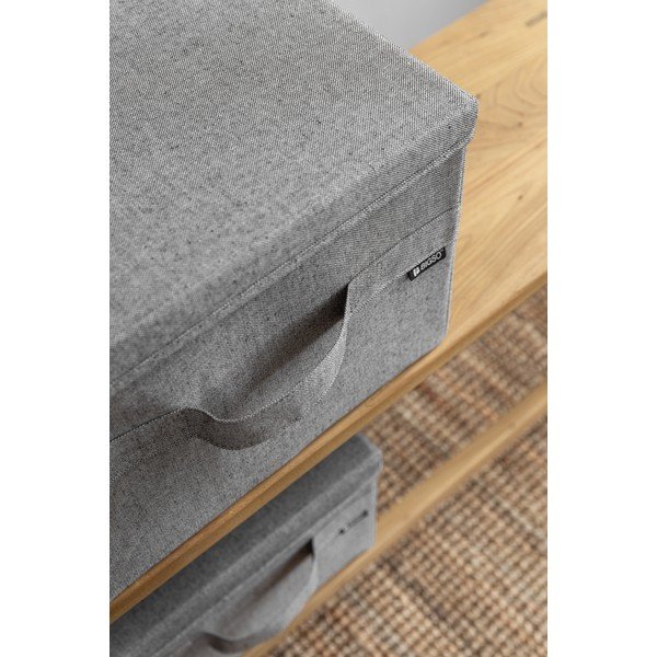 Сива текстилна кутия за съхранение с капак 31x41x22 cm Soft Storage Medium – Bigso-image-1