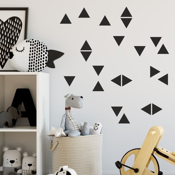 Комплект черни стикери за стена Триъгълник - North Carolina Scandinavian Home Decors