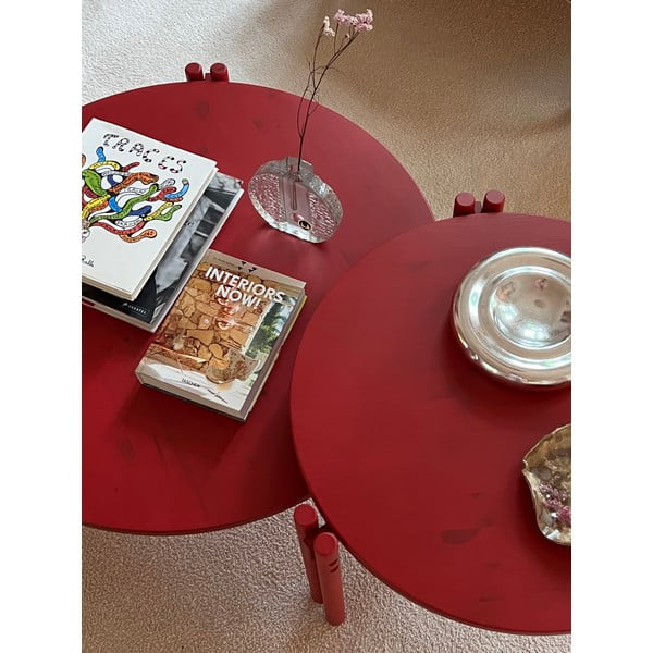 Зелена кръгла масичка за кафе от масивен бор ø 60 cm Sticks – Karup Design-image-4