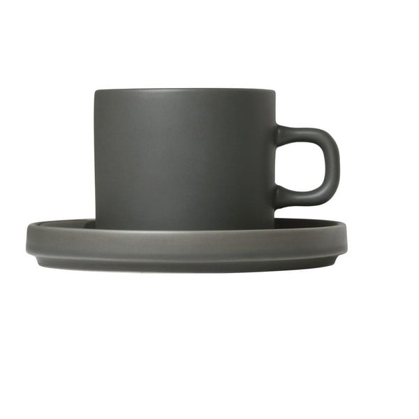 Комплект от 2 тъмнозелени керамични чаши за кафе с чинийки Pilar, 200 ml - Blomus