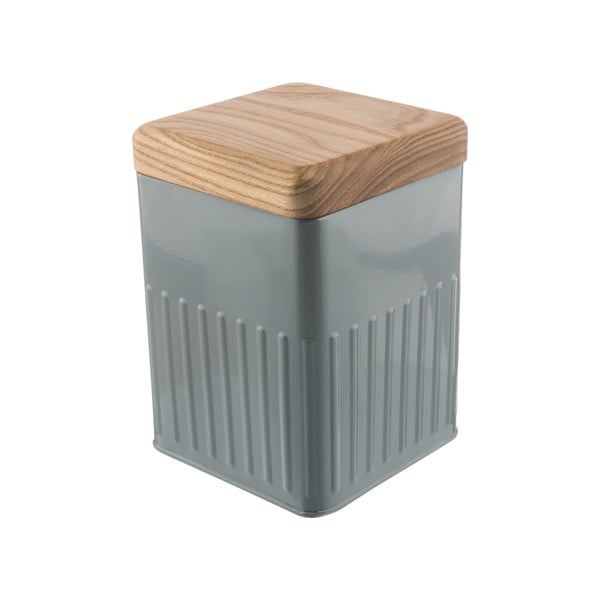 Сива метална квадратна кутия с капак от ясенова дървесина Bakehouse Hydria S - BAKEHOUSE