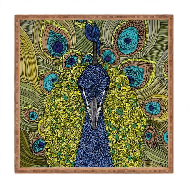 Дървена декоративна табла за сервиране Peacock, 40 x 40 cm - Unknown