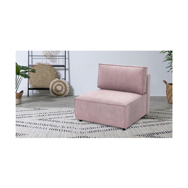 Светлорозов модул за диван от велур, централна част Nihad modular - Bobochic Paris-image-1