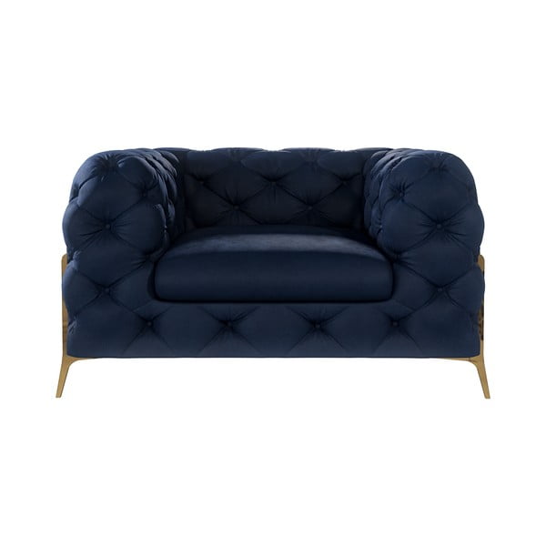 Тъмносиньо кадифено кресло Chelsea Bis – Ropez-image-2