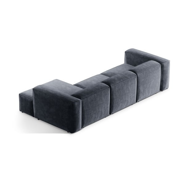 Сиво-син ъглов диван от рипсено кадифе (десен ъгъл) Bergamo – Cosmopolitan Design-image-4