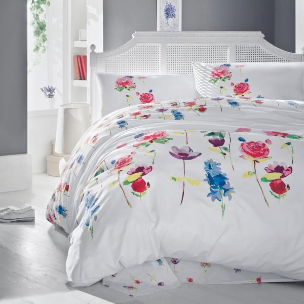 Памучно спално бельо за двойно легло с чаршаф и 2 калъфки за възглавници Пролет, 200 x 220 cm - Mijolnir