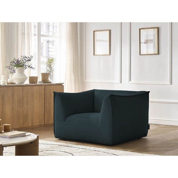 Тъмносиньо кресло от рипсено кадифе Giorgia – Bobochic Paris-image-1