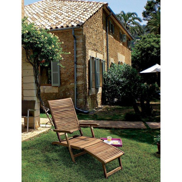 Градински шезлонг от масивно дърво в естествен цвят Noemi – Bizzotto-image-1