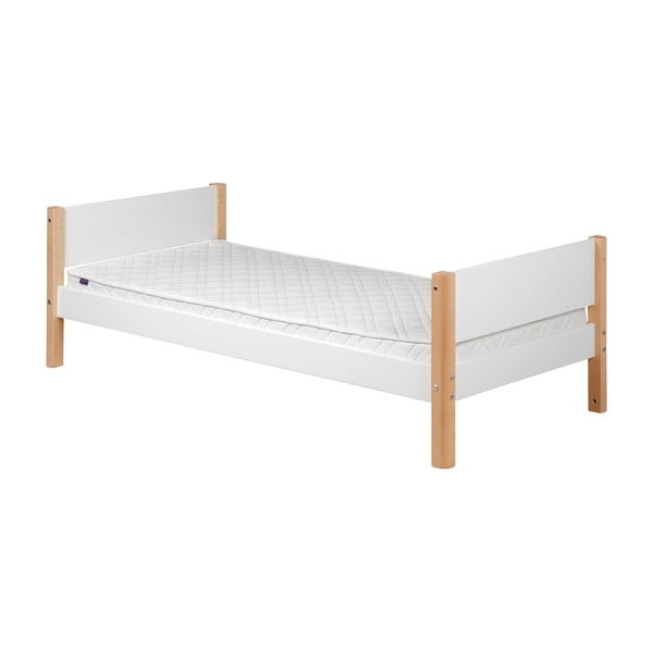 Бяло детско легло с естествени крака , 90 x 200 cm White Single - Flexa