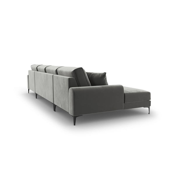 Светлосиво кадифено U-образно канапе Madara - Mazzini Sofas-image-3