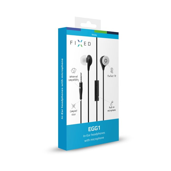 In-ear sluchátka s mikrofonem FIXED EGG1, černá-image-1