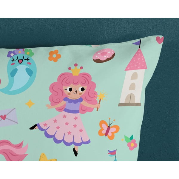 Единично  памучно детско спално бельо в цвят мента 140x200 cm Fantastic – Good Morning-image-3