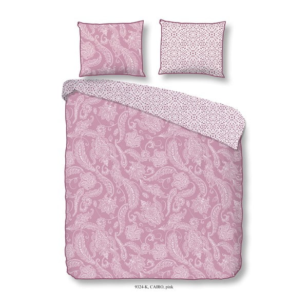 Розово памучно спално бельо от сатен за единично легло Кайро Розово,140 x 200 cm - Descanso