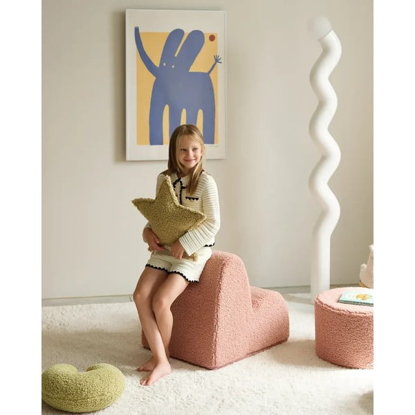 Зелена детска възглавница за диван от букле Star – Wigiwama-image-1