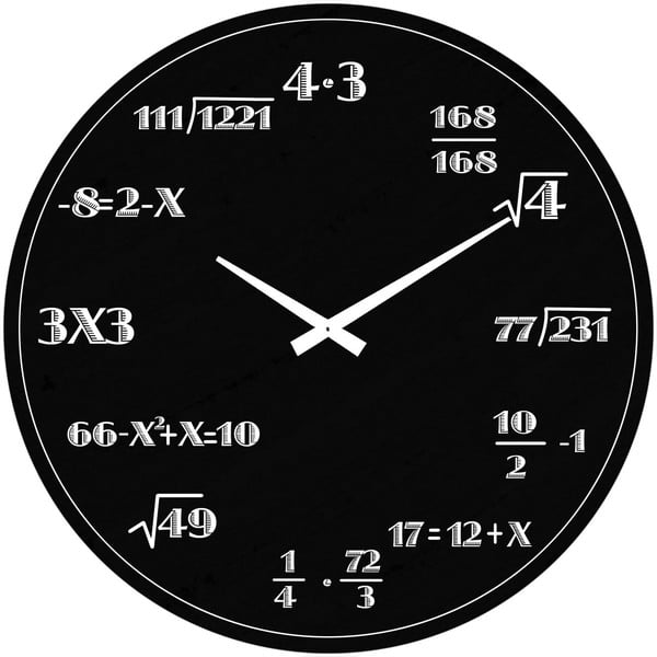 Стенен часовник от черно стъкло Mathematics, ø 30 cm - Postershop