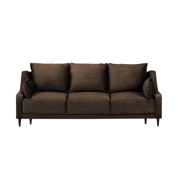 Кафяв кадифен разтегателен диван с място за съхранение , 215 см Freesia - Mazzini Sofas