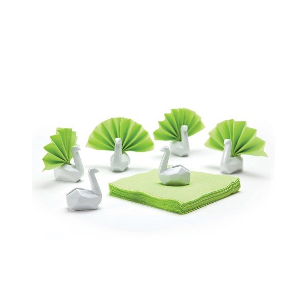 Sada keramických stojánků na ubrousky, Napkin swan 6ks, bílá-image-2