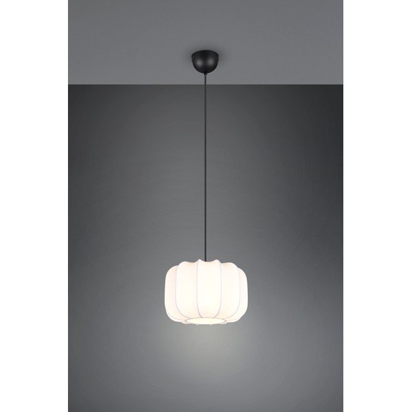 Бяло метално висящо осветително тяло с текстилен абажур ø 25 cm Madleine – Reality-image-2