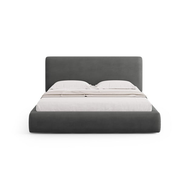 Сиво двойно тапицирано легло с място за съхранение с включена подматрачна рамка 140x200 cm Colonel – Cosmopolitan Design-image-3