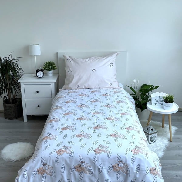 Светложълто единично  памучно детско спално бельо със светещ ефект 140x200 cm Lion King "Best friends" – Jerry Fabrics-image-2