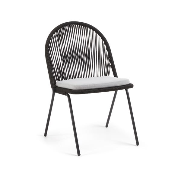 Черен градински стол със стойка от стоманена конструкция - Kave Home