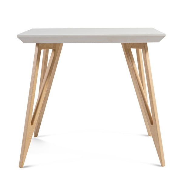 Jídelní stůl z masivního jasanového dřeva s bílou deskou Charlie Pommier Triangle, 80 x 80 cm