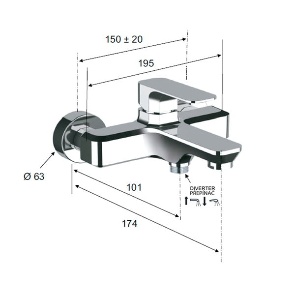 Стенна батерия за вана в златист цвят (2 изхода) Spy – Sapho-image-4