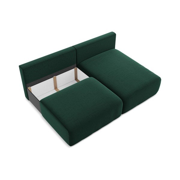 Тъмнозелен кадифен сгъваем/с място за съхранение ъглов диван (десен ъгъл) Kalena – Makamii-image-4