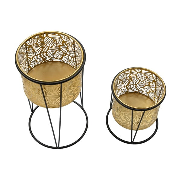 Комплект от 2 стойки за саксии в златисто, височина 40 cm Leavy - Mauro Ferretti-image-3