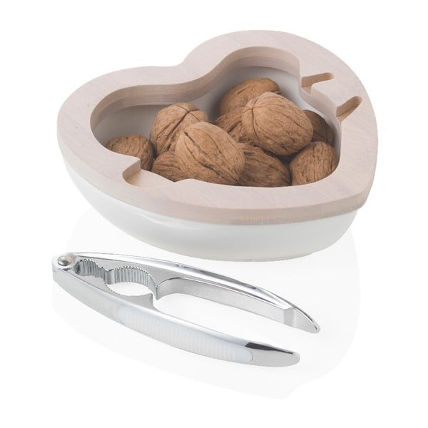 Комплект от порцеланова купа за ядки и орехотрошачка Heart - Brandani