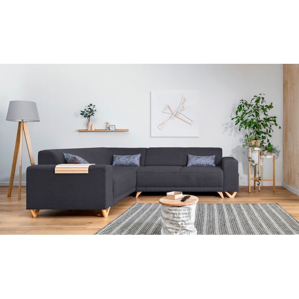 Антрацитен разтегателен/с място за съхранение ъглов диван (ляв ъгъл/L форма) Classy Sophie – Miuform-image-1