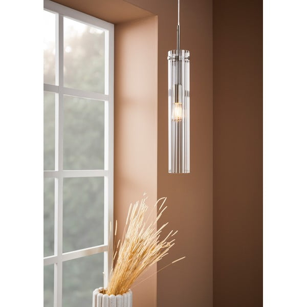 Висящо осветително тяло в сребрист цвят със стъклен абажур Tubo – Markslöjd-image-1