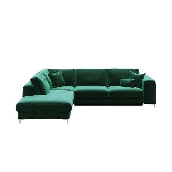 Тъмнозелен кадифен ъглов разтегателен диван Devichy , ляв ъгъл Rothe - devichy