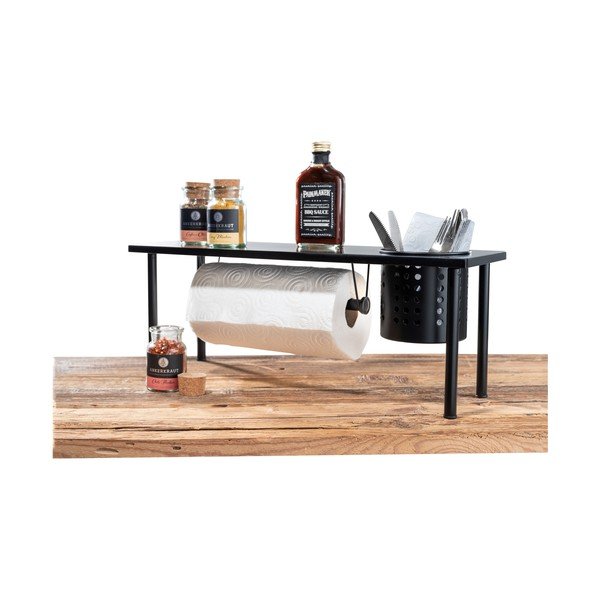 Черен кухненски рафт с държач за кухненски ролки Blanco Black Outdoor Kitchen Blanco - Wenko-image-1