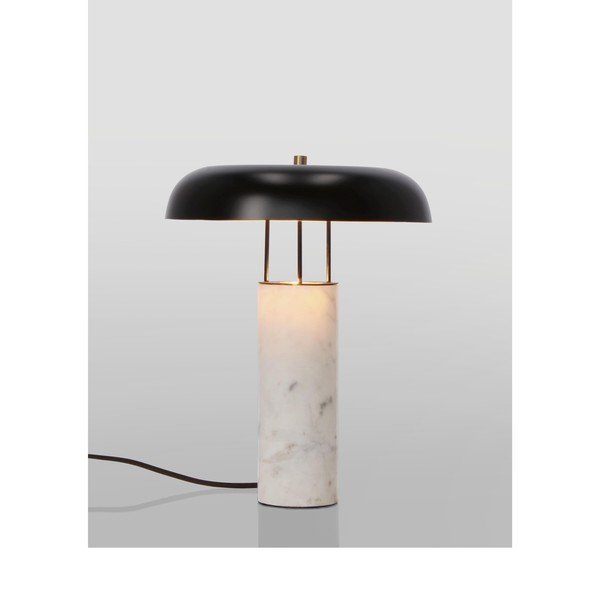 Черно-бял мраморна настолна лампа с метален абажур (височина 33 cm) Kaithal – Bizzotto-image-2
