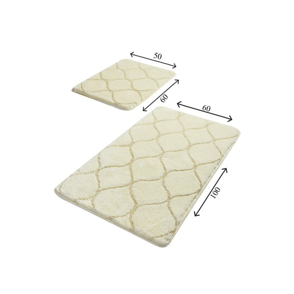 Комплект от 2 бежови правоъгълни килима за баня Wave - Foutastic-image-2