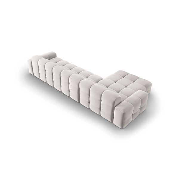Ъглов диван от светлосиво кадифе (ляв ъгъл) Kendal - Micadoni Home-image-4