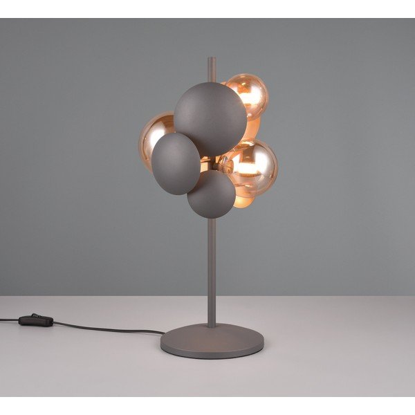Настолна лампа със стъклен абажур в сиво-златисто (височина 50 cm) Bubble - Trio Select-image-1