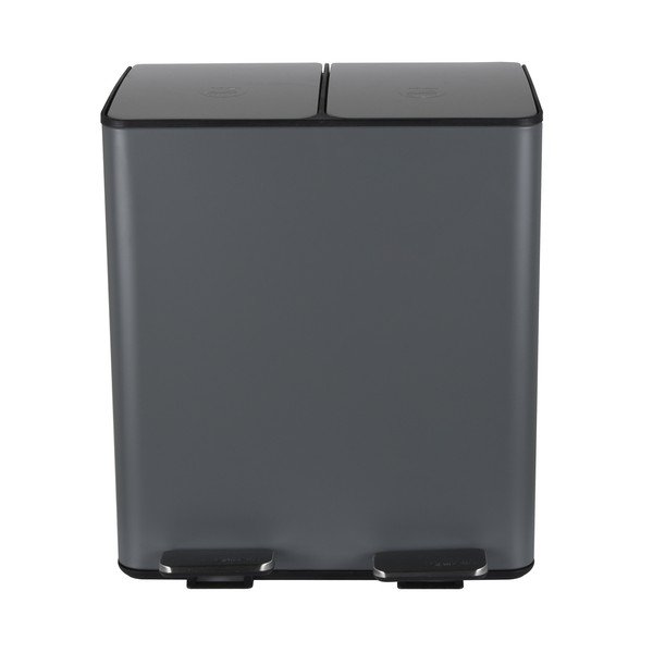 Тъмносиво стоманено кошче за боклук 2x20 l за рециклиране с педал   Aliya – Spirella-image-4